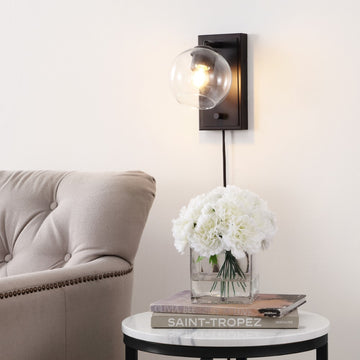 Hugo 6" Minimalist Modern Plug-In or Hardwired Adjustable Iron LED Wall Sconce with Rotary Dimmer - JONATHAN Y